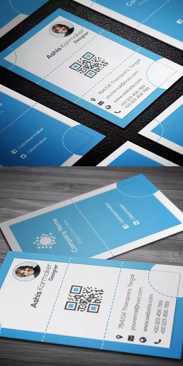 business card，Design，QR code，plane，